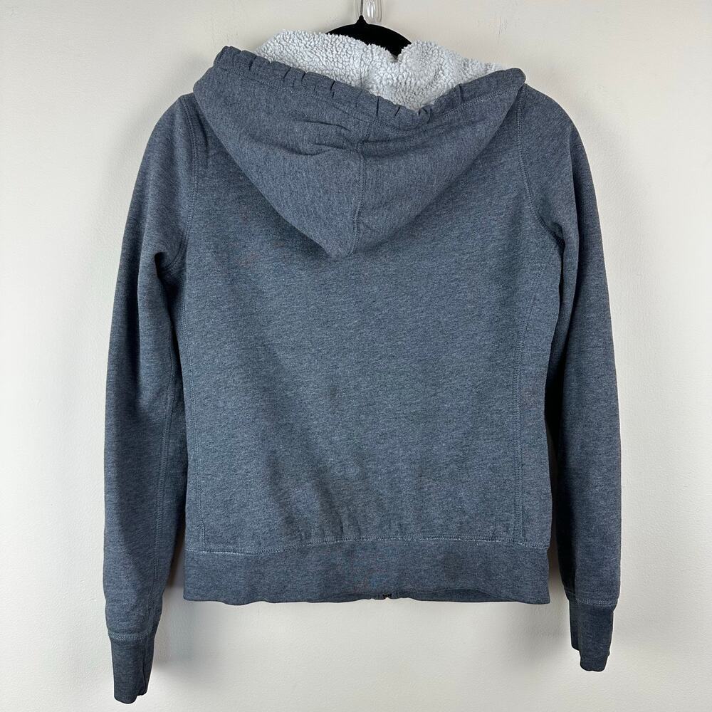 Abercrombie Kids Sherpa‎ Lined Zip Hoodie Jacket Gray XL Y2K Spellout Retro - Picture 4 of 10